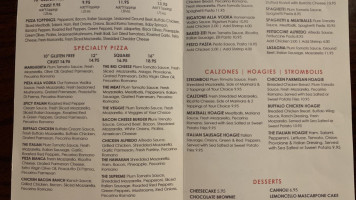 Pizza Ed menu