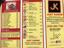 Just Kabab menu