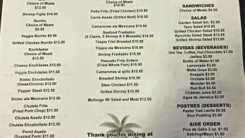 The New Ranchito menu