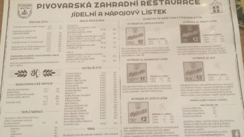 Pivovar Kytín menu