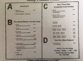Rocky's Noodle House menu