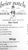 Brier Patch Grill menu