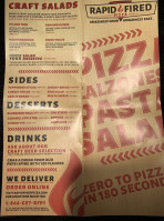 Rapid Fired Pizza menu