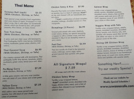 Suwanna Thai Cafe menu
