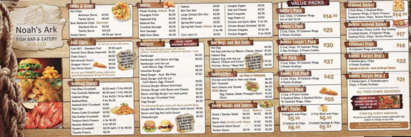 Noah's Ark Fish Eatery menu