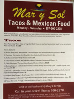 Mar Y Sol Mexican Food menu