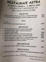 Tankovka Astra menu