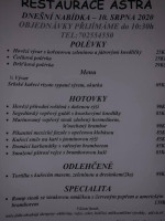 Tankovka Astra menu