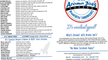 Aroma Joes Coffee menu