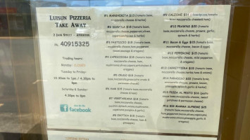 Luisun Pizzeria Take Away menu