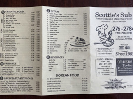 Scottie's Sub menu