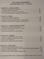 Restaurace Bonaparte menu