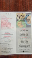 La Paloma Family menu