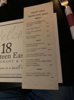 Eighteen Easta Bar menu