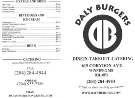 Daly Burger menu