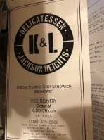 K&l Delicatessen menu