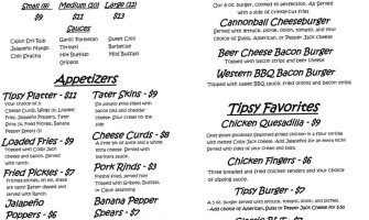 Tipsy Cow Georgetown menu
