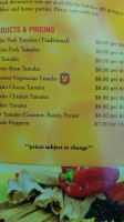 Delicious Tamales menu