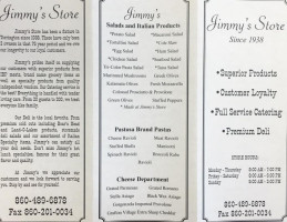 Jimmy's Store menu