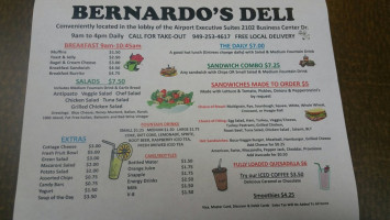 Bernardo's Deli menu