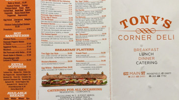 Tony's Corner Deli menu