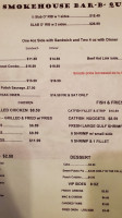 Smokehouse BBQ menu