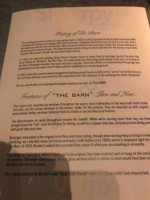 The Barn menu