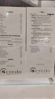 Credo Coffee menu