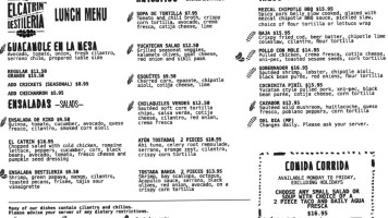 El Catrin Destileria menu