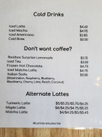 Continental Coffee menu