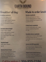 Earth Bound Bakery And Kitchen menu