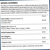 Waves Coffee House menu