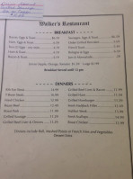 Walkers Restaurant menu