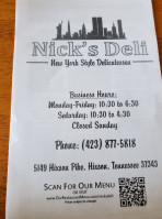 Nicks Deli Marketplace menu