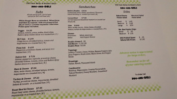 Rubin's Deli Catering Llc menu