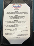 Boston Deli Grill Market menu