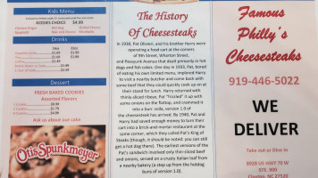 Famous Philly's Cheesteak menu