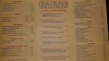 Le Chinois Express menu