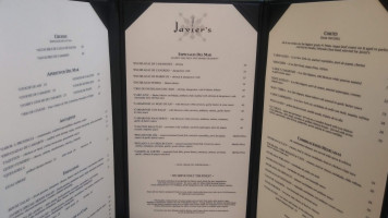 Javier's menu