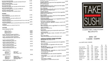 Ta-Ke Sushi menu