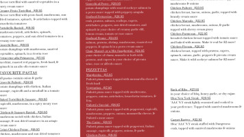Paliotti's Italian Restaurant Bar menu