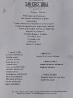 San Cristobal menu