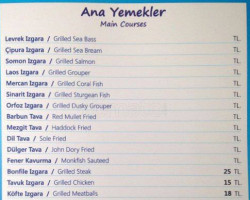 Hülya'nın Yeri Balık menu