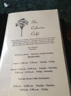 The Cabana Cafe menu
