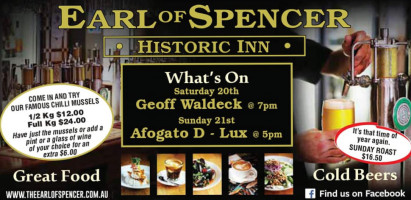The Earl Of Spencer Historic Inn Bar Restaurant food