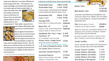 Grandma's Beach Treats menu