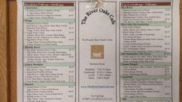 The River Oaks Cafe (open To The Public Vta Cafe) menu