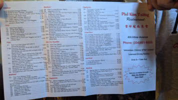Pho Kim Tuong menu
