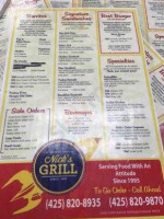 Nick's Grill menu