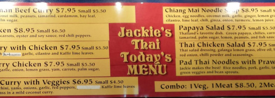 Jackie's Thai menu